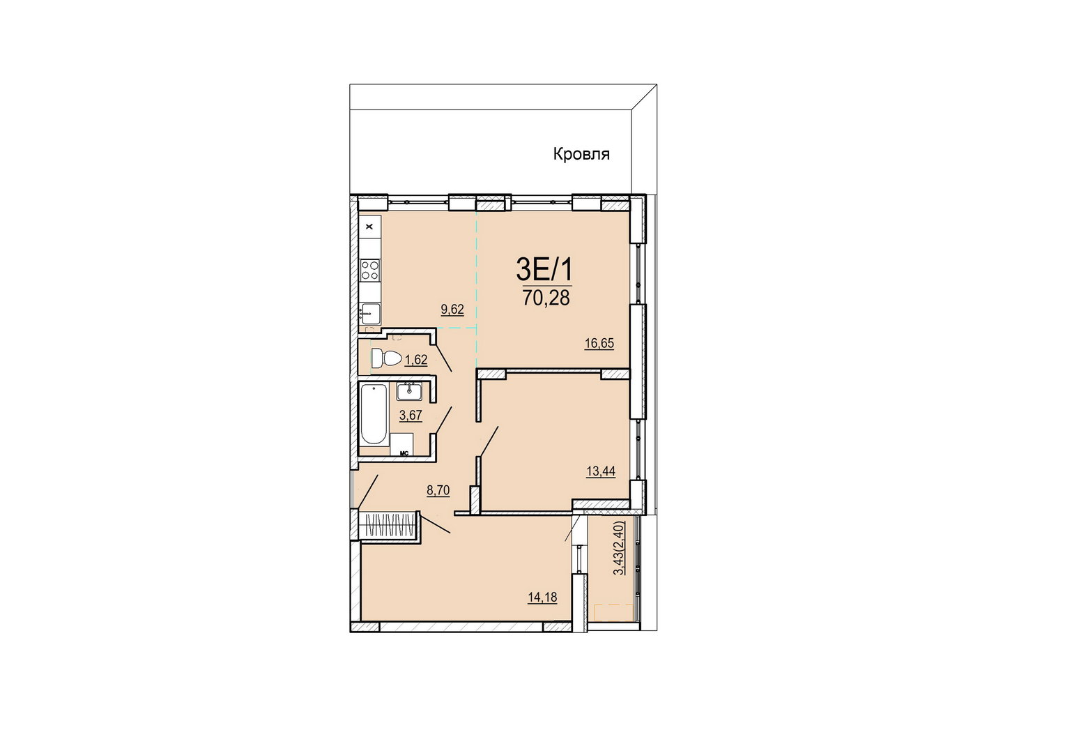 Айрон 3 - комнатная квартира