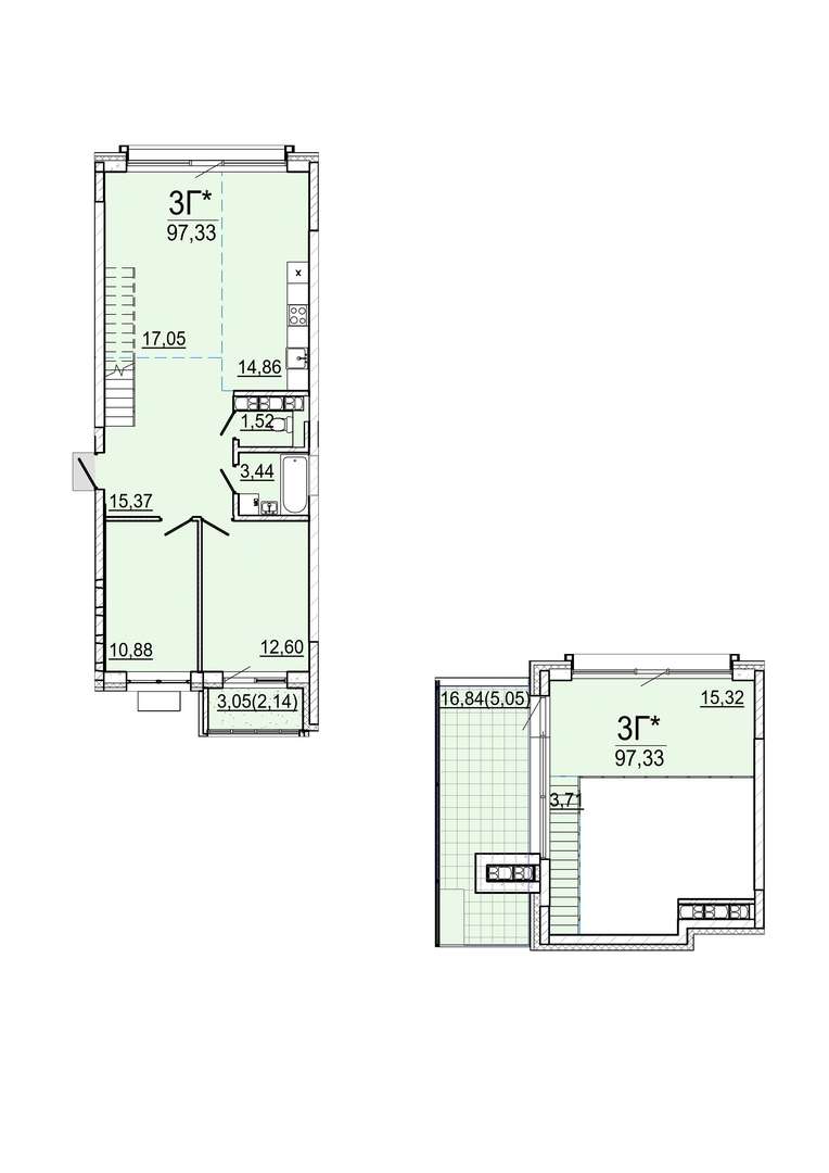 Айрон 3 - комнатная квартира