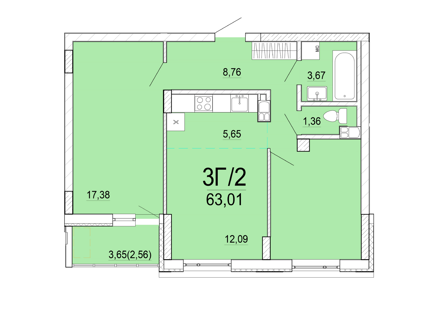 Айрон 3 - комнатная квартира