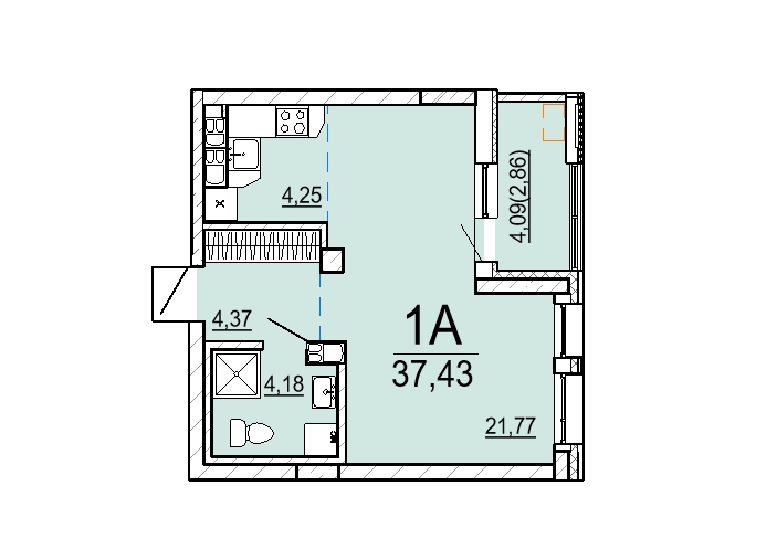 Айрон 1 - комнатная квартира