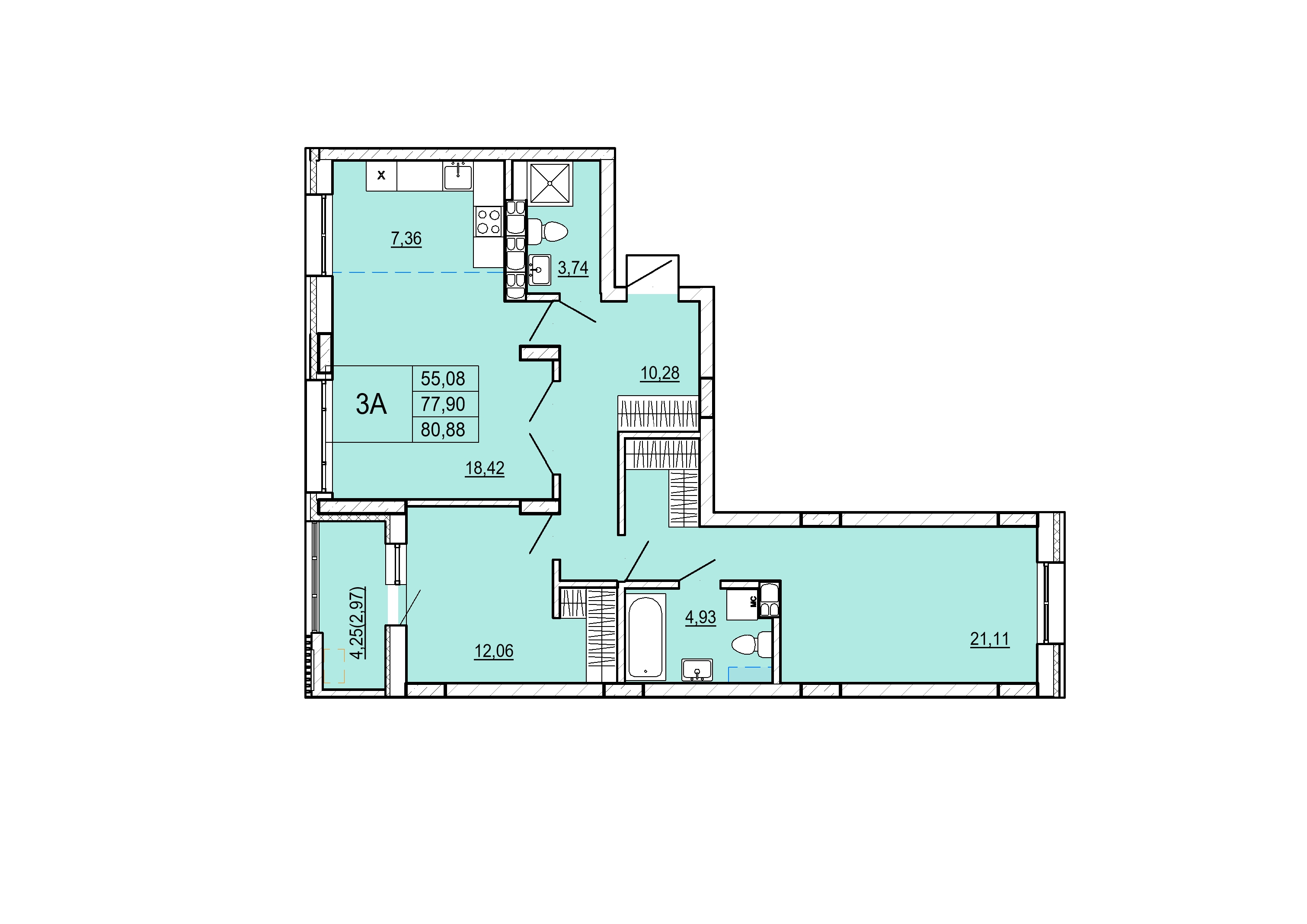 Айрон 3 - комнатная квартира