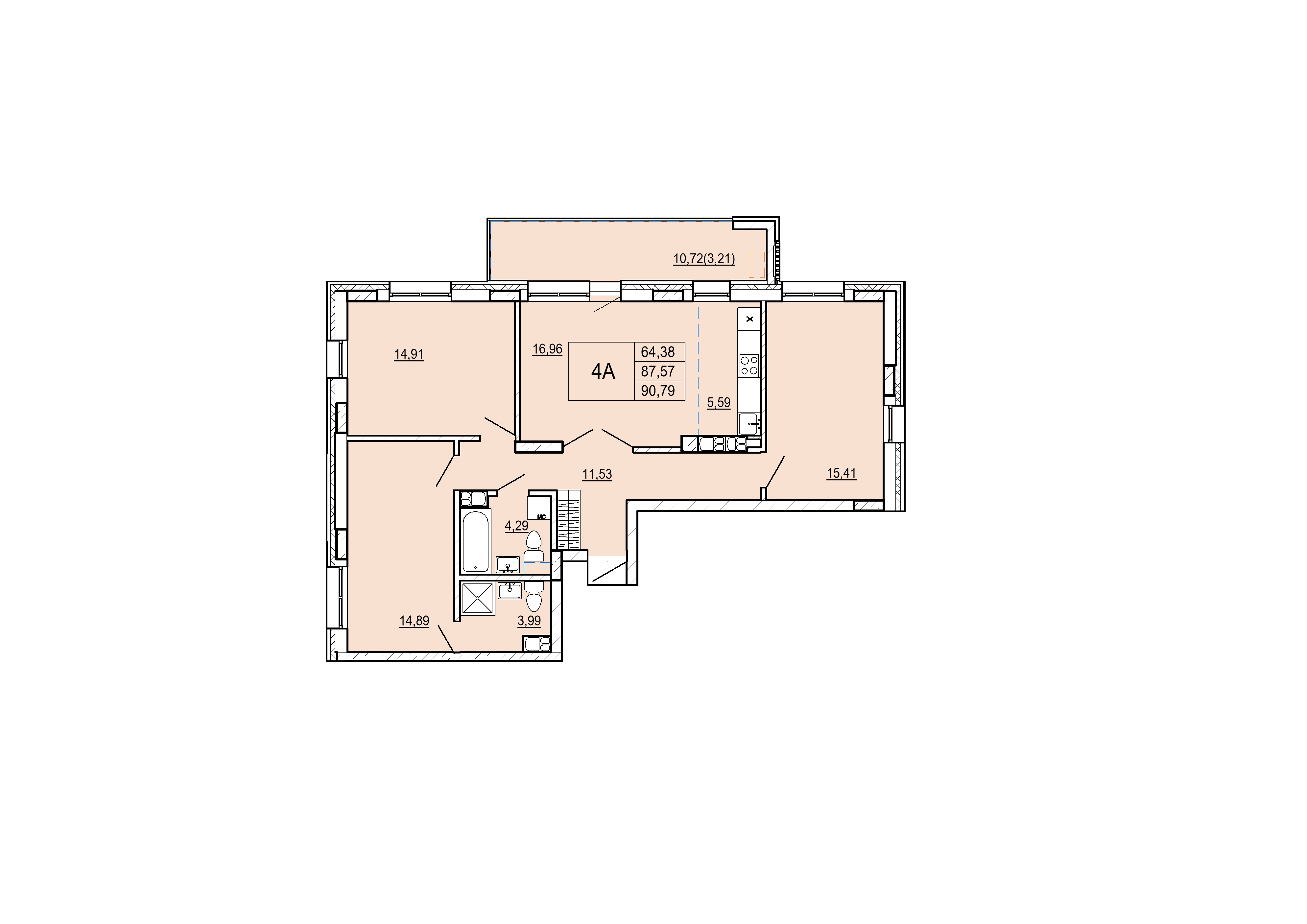 Айрон 4 - комнатная квартира