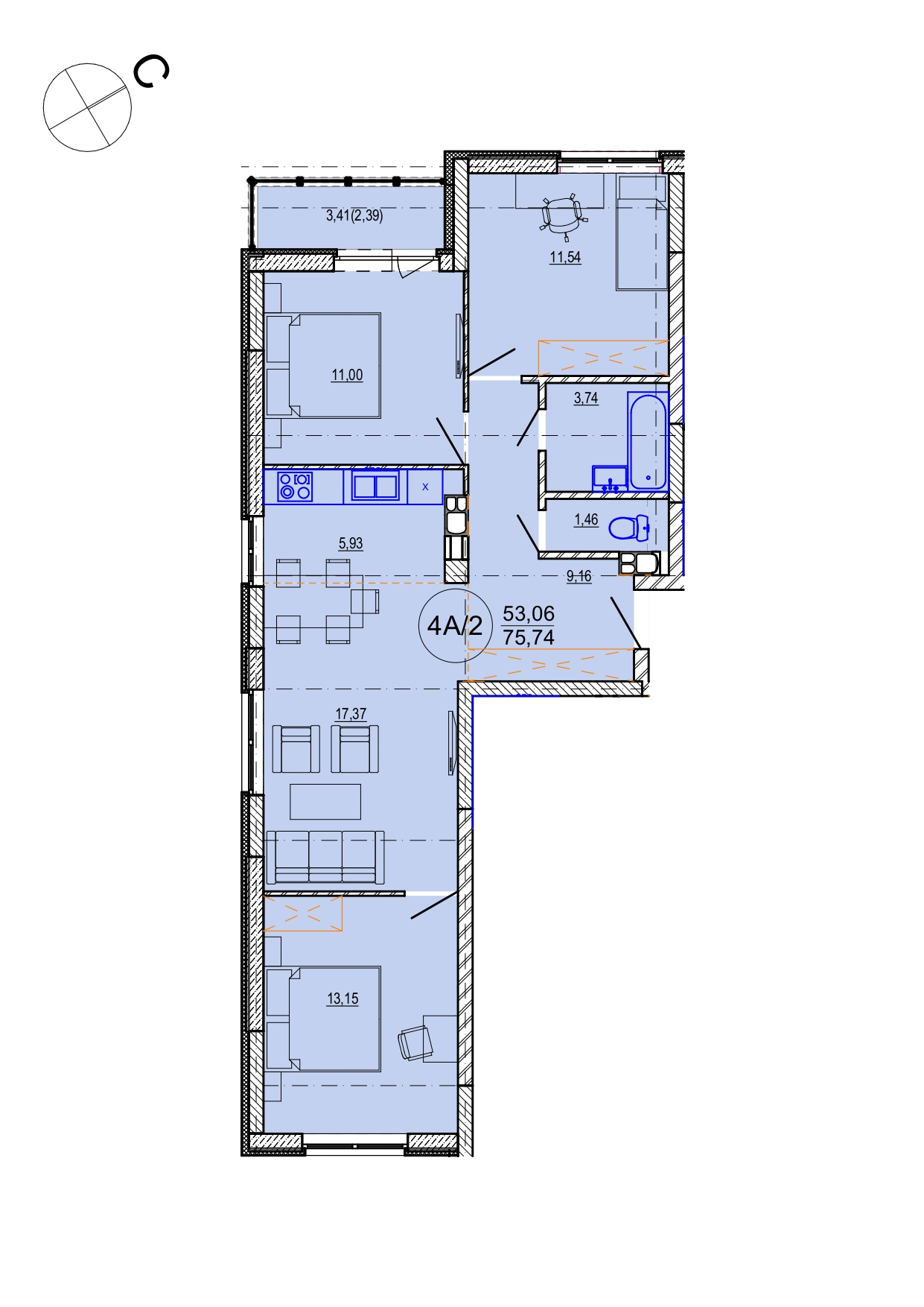 Айрон 4 - комнатная квартира