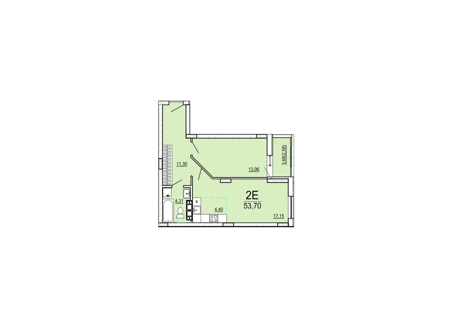 Айрон 2 - комнатная квартира