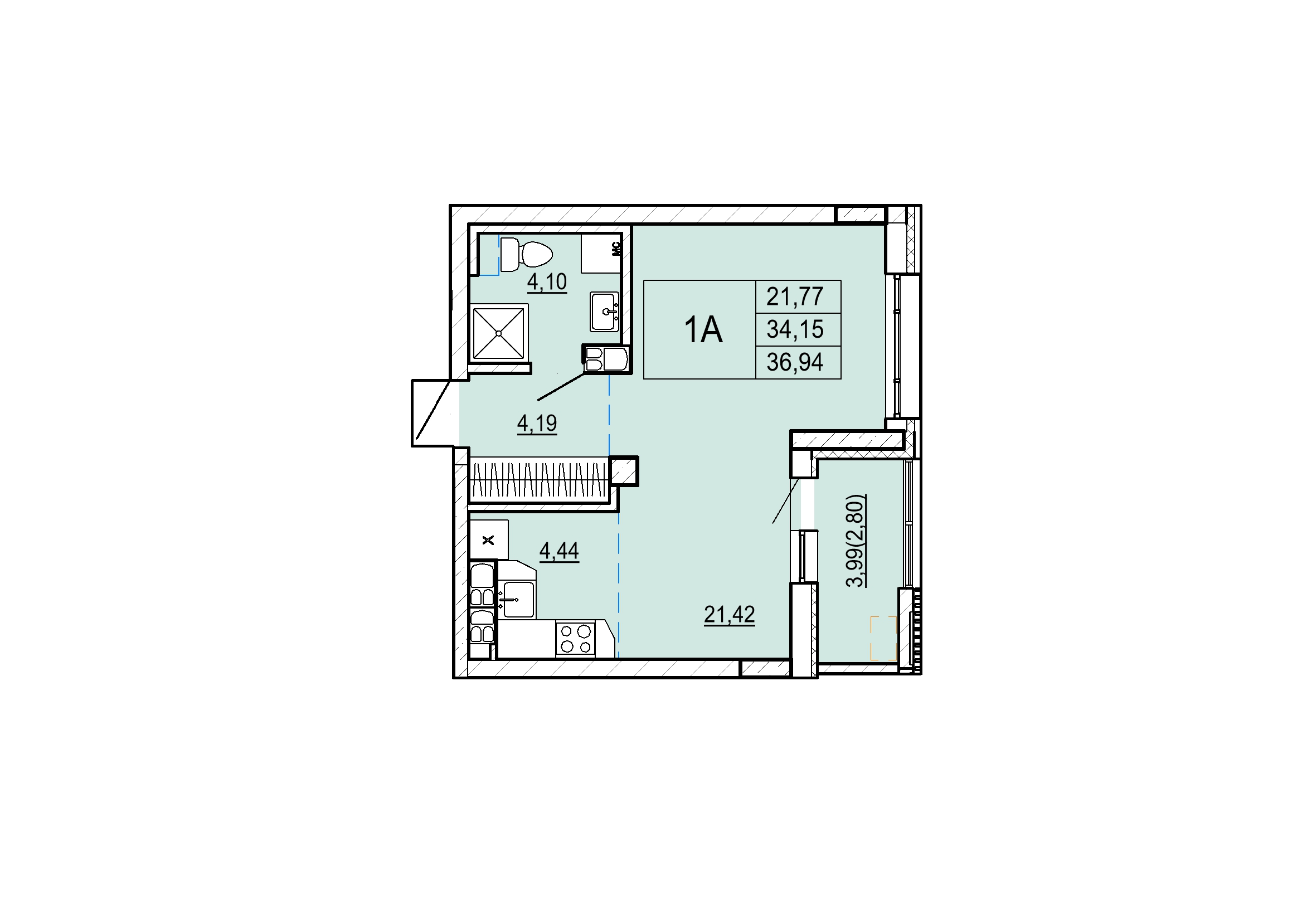 Айрон 1 - комнатная квартира
