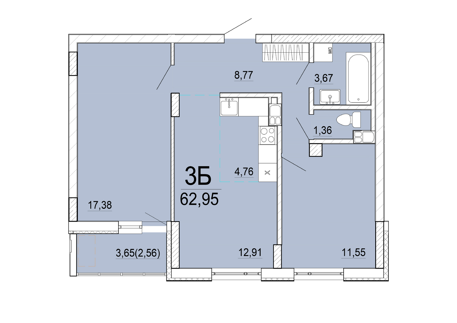 Айрон 3 - комнатная квартира