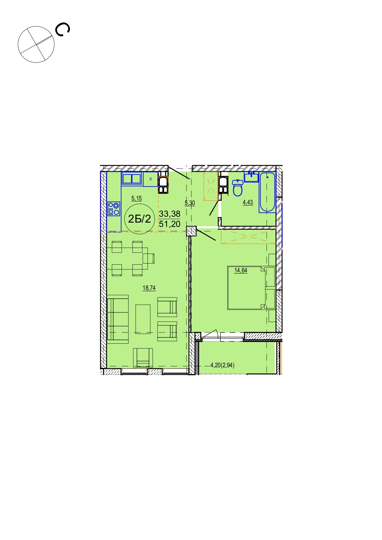 Айрон 2 - комнатная квартира