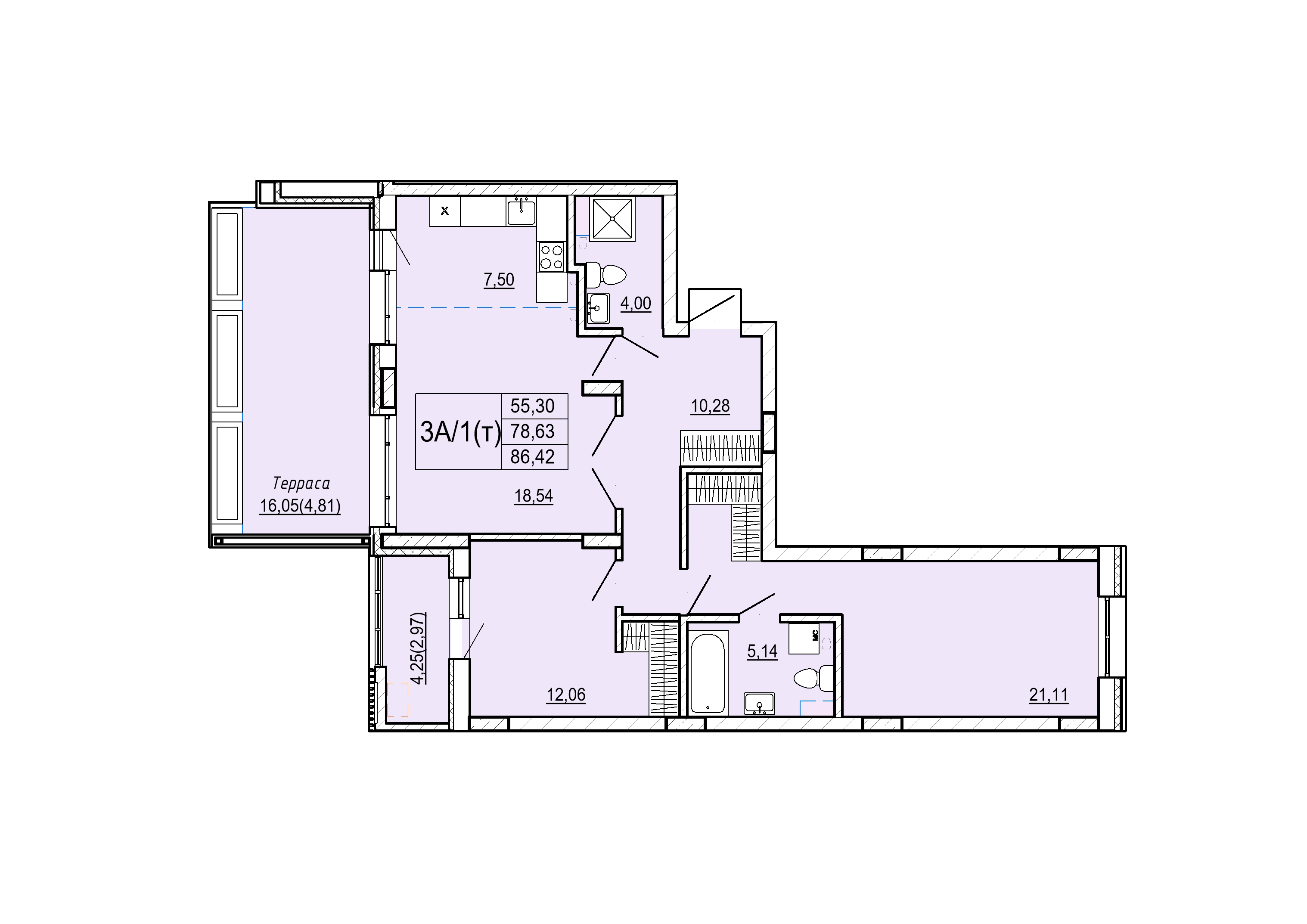 Айрон 3 - комнатная квартира