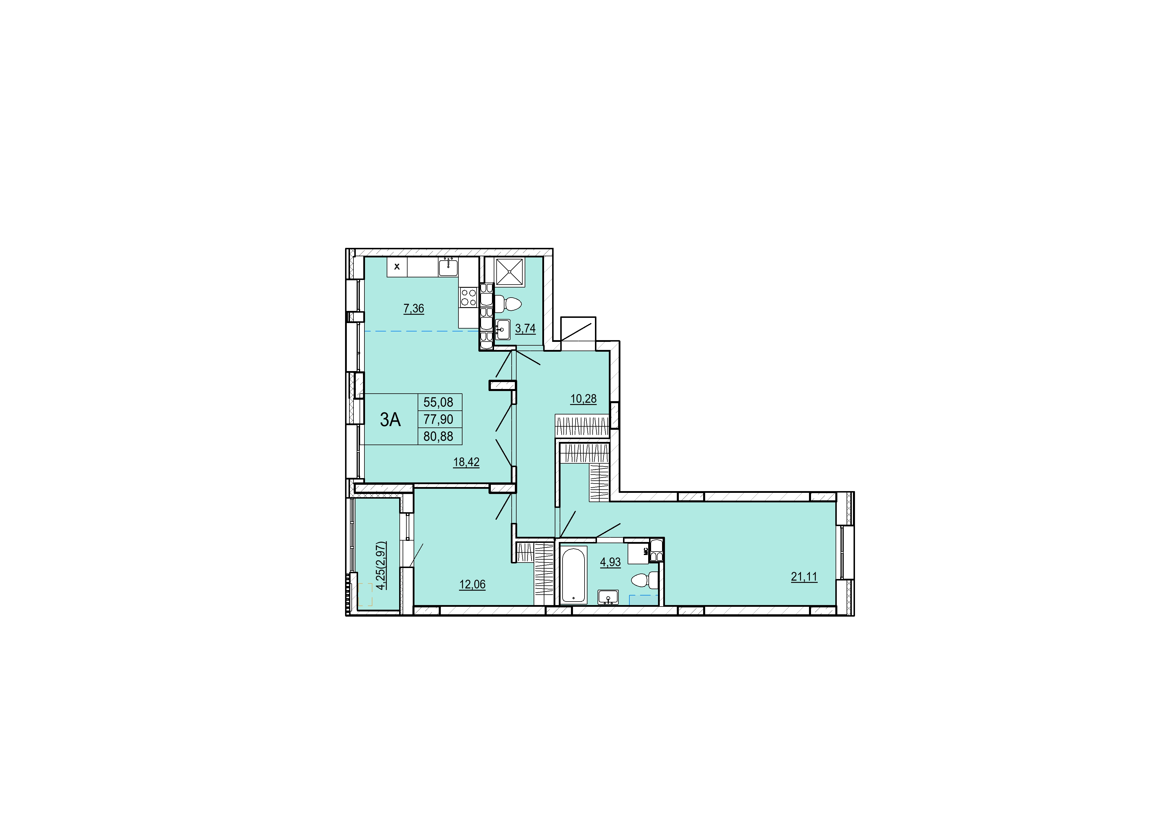 Айрон 3 - комнатная квартира