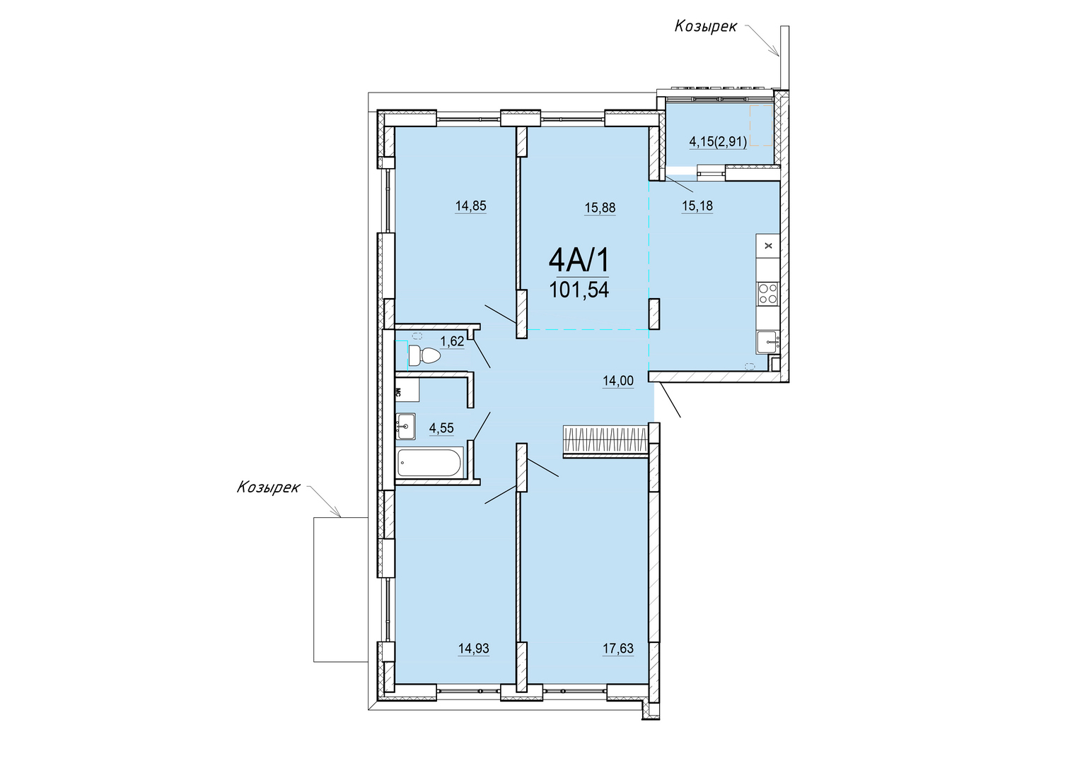 Айрон 4 - комнатная квартира