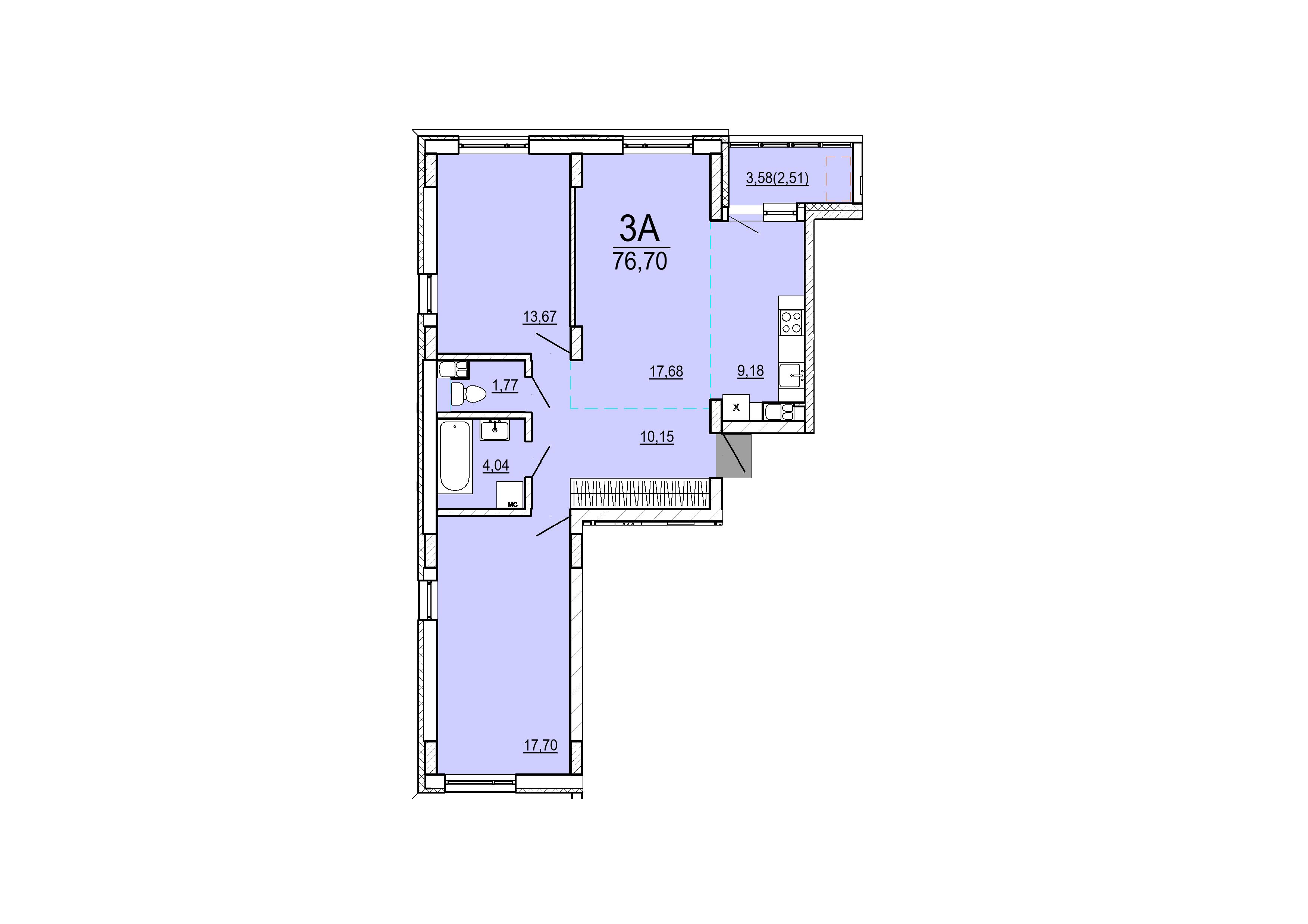 Айрон 3 - комнатная квартира