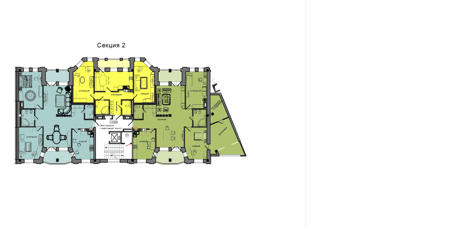 Квартиры площадью: 82.5 м² - 176 м²